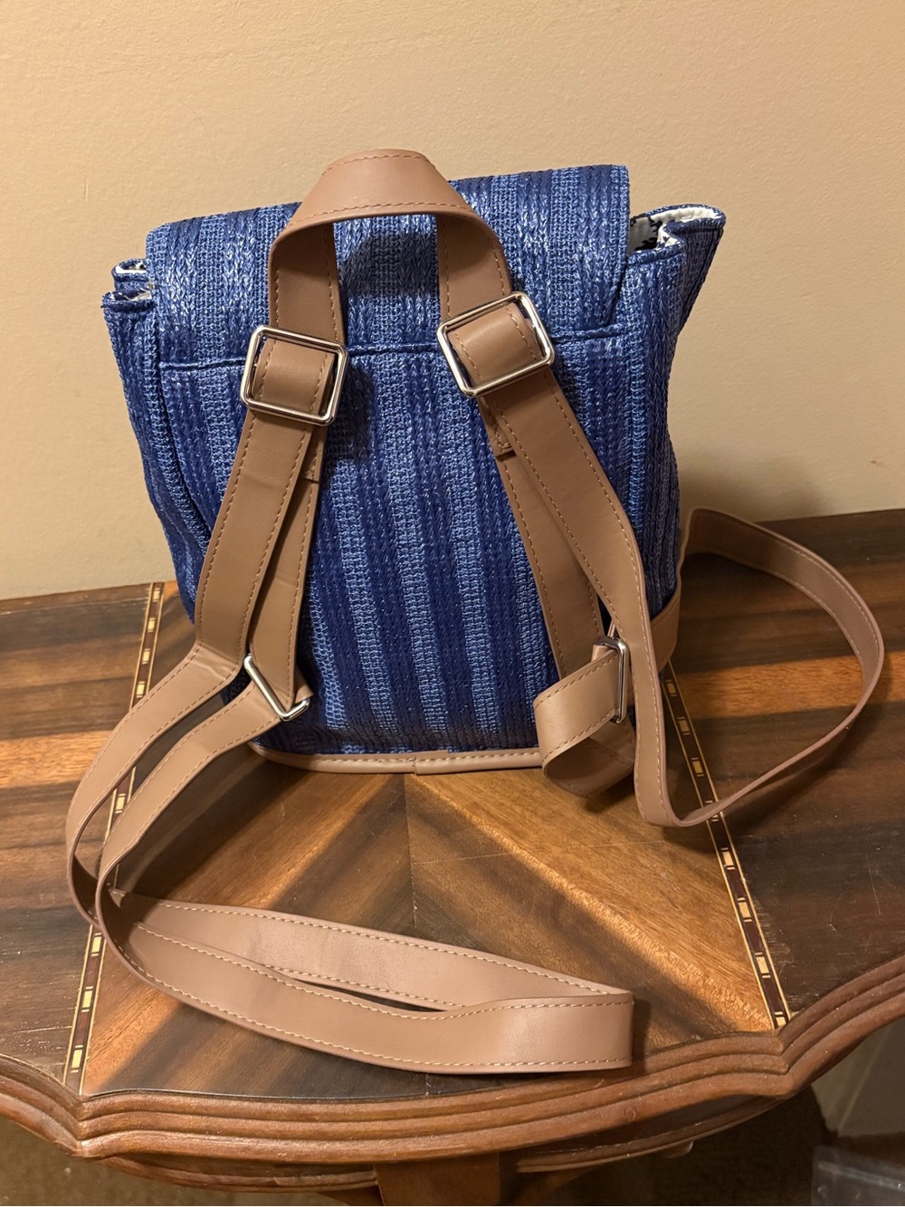 Vera Bradley Straw Mini Backpack in Regatta Turtle Blue - Picture 2 of 5